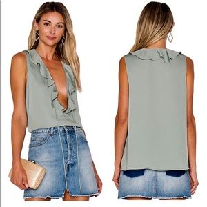 L’Academie silky ruffle boho blouse